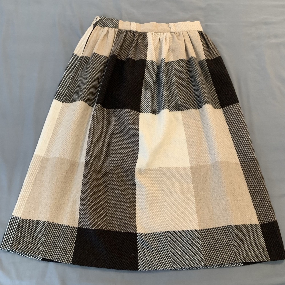 Vintage Robyn Skirt Womens M Multicolor Plaid Wool Blend A-Line Midi Elastic - Picture 6 of 7